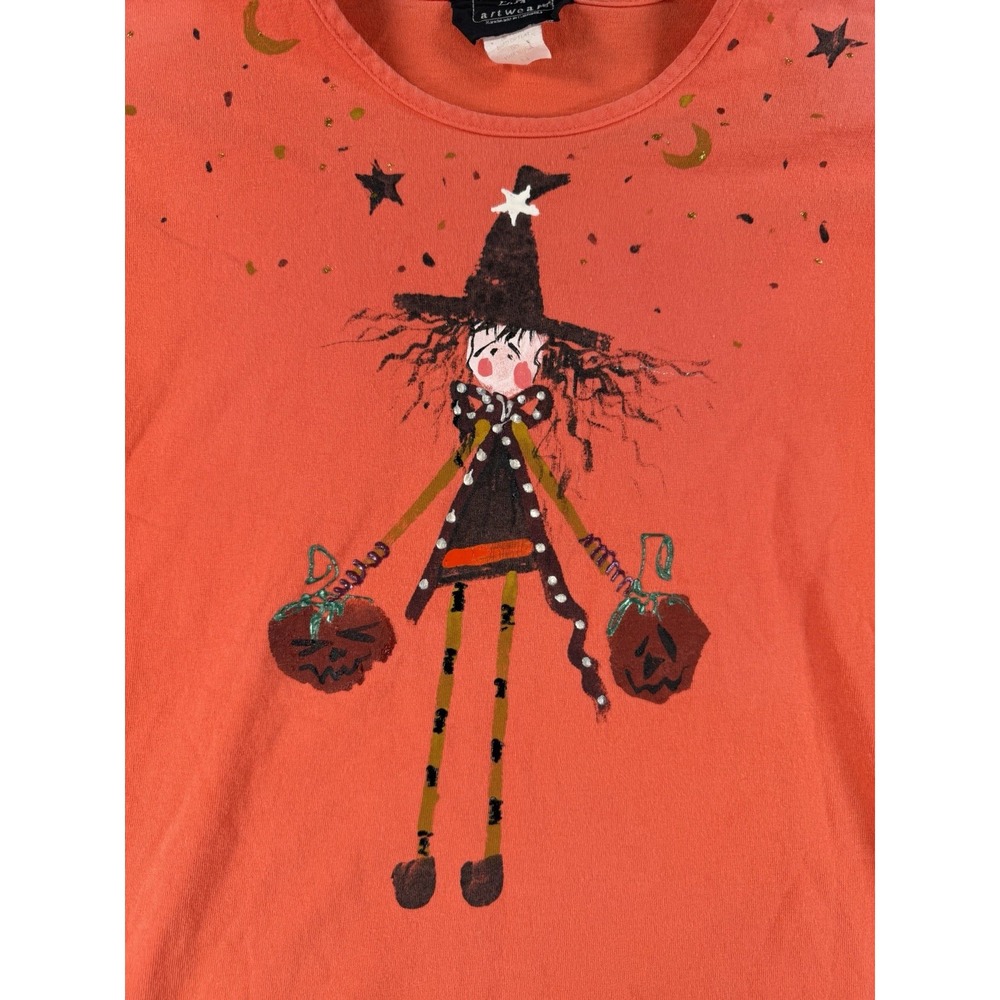 Women's Vintage La Artwear Halloween Witch Pumpkin Top T-Shirt Size XL READ - Picture 2 of 6